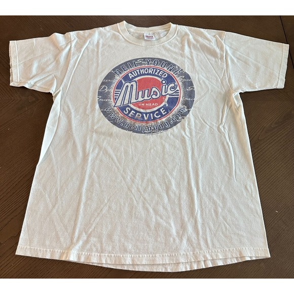 Anvil Neil Young T Shirt 2000 Music In Head Tour Official Band Concert White XL - Picture 3 of 6